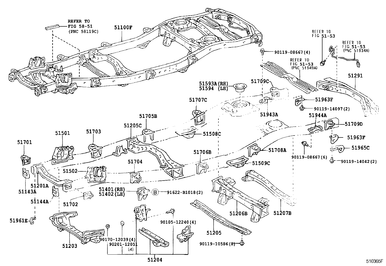 Схема установки детали 5170160100 производителя TOYOTA